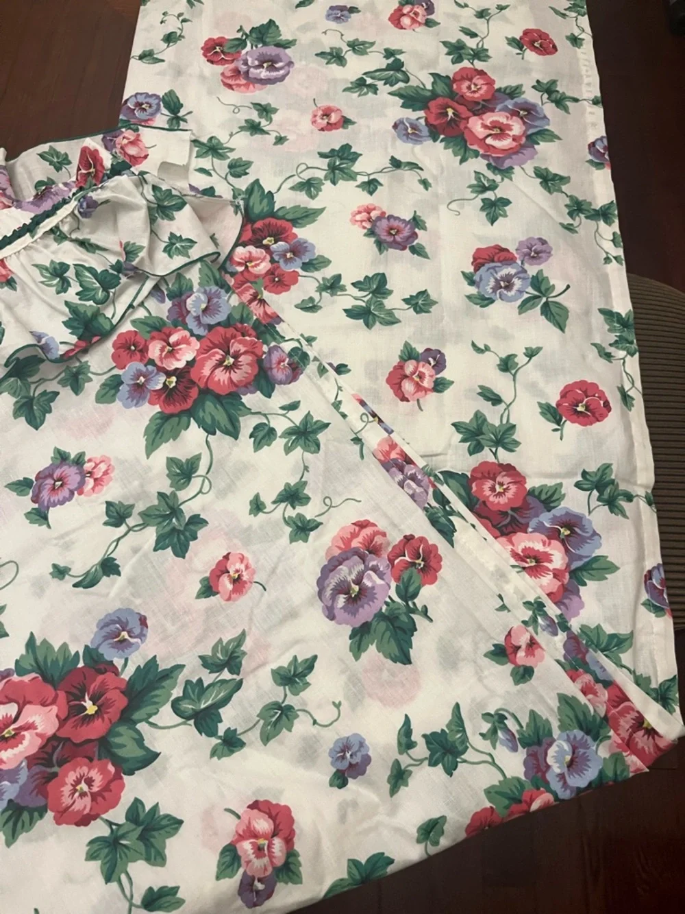 Floral Vintage Shower curtain Panel - Red, Purple & Green Flowers